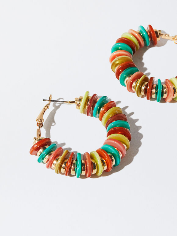 Brincos de argola com conchas - Multicoloridos