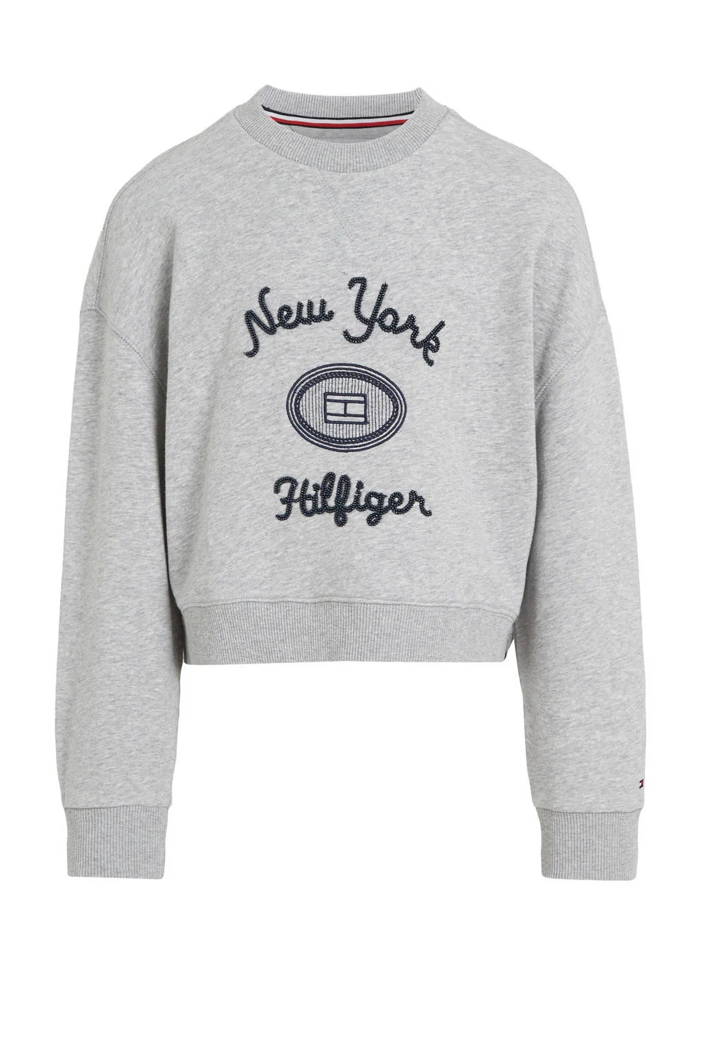 Tommy Hilfiger sweater met printopdruk grijs melange