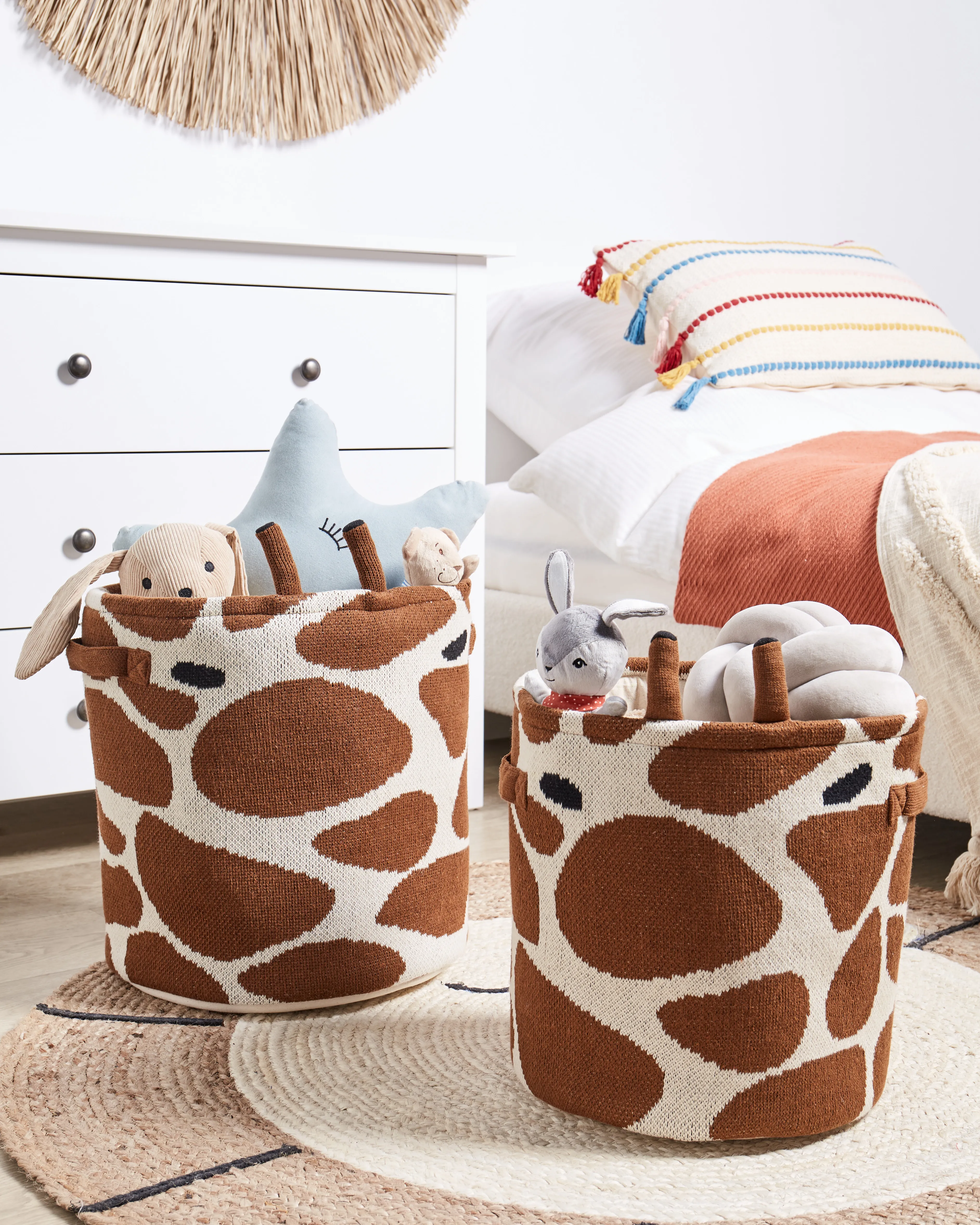 Set van 2 kindermanden Giraf POMANG Katoen Bruin