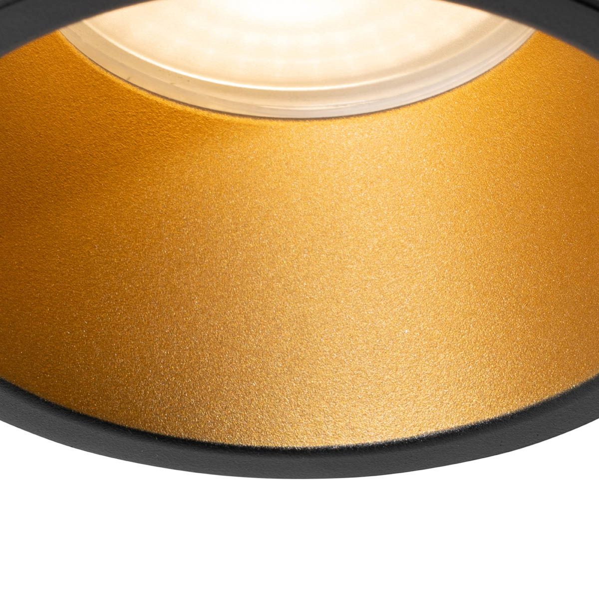 Set van 6 moderne inbouwspots zwart met goud GU10 70mm IP44 - Dept