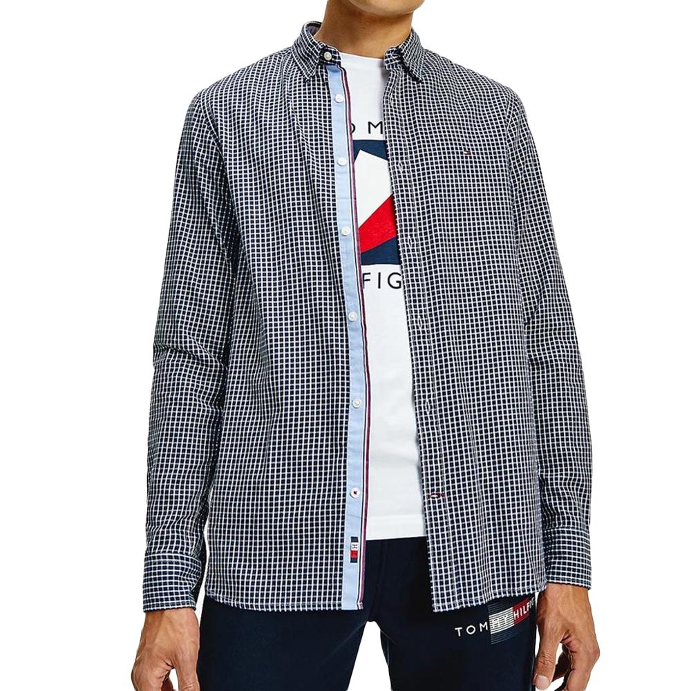 Tommy Hilfiger Chemise à Carreaux Manches Longues Marine Homme Tommy Hilfiger
