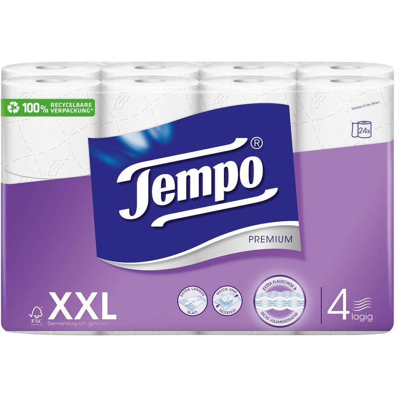 TEMPO Toilettenpapier<br>24 Stück, Rolle, 4lagig 120 Blatt
