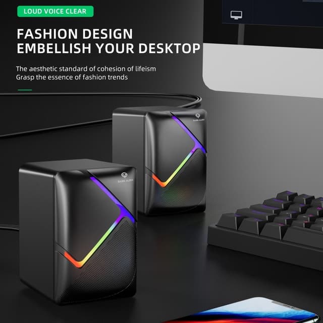 DARK ALIEN USB Desktop Højttalere Computer Laptop Subwoofer RGB