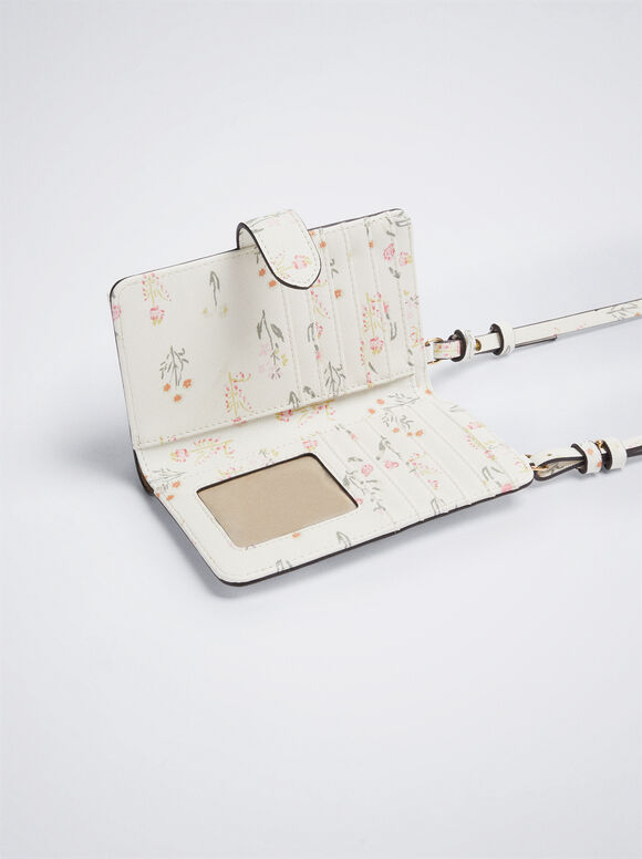 Bolsa para celular com estampa floral - Off-White