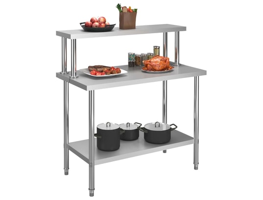 VIDAXL - Mobilier de cuisine Table de travail de cuisine avec étagère 120x60x120 cm inox