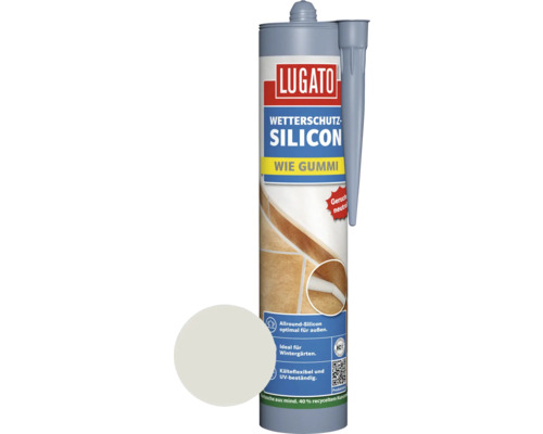 Lugato Weerbestendige Siliconen, Zoals Rubber, Zilvergrijs, 310 ml