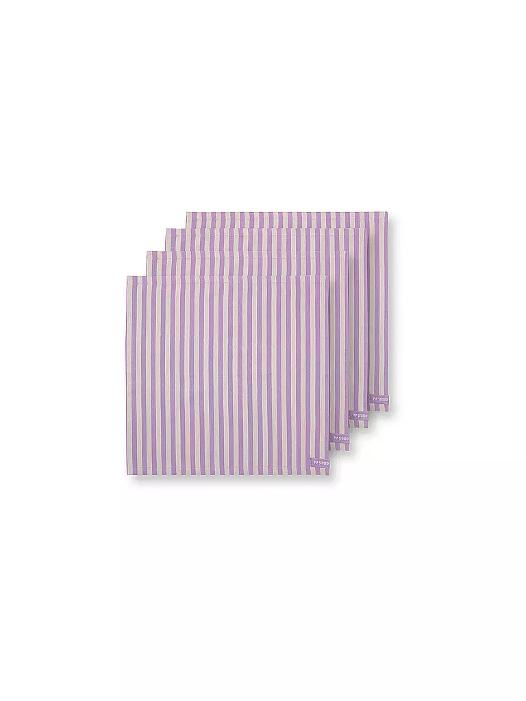 PIP STUDIO Serviette 4er Set LILY & LOTUS 40x40cm Stripes Lilac lila