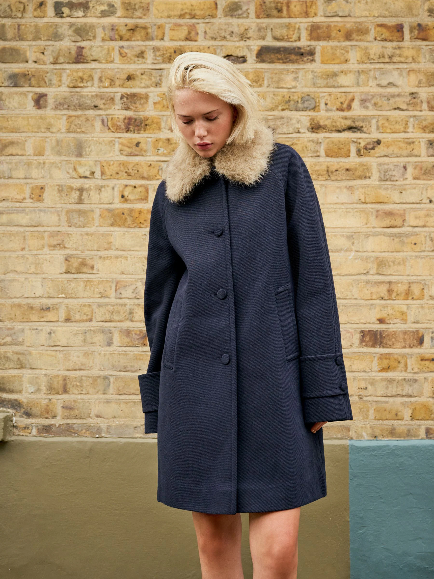 Navy Fur Collar - Dolly jas
