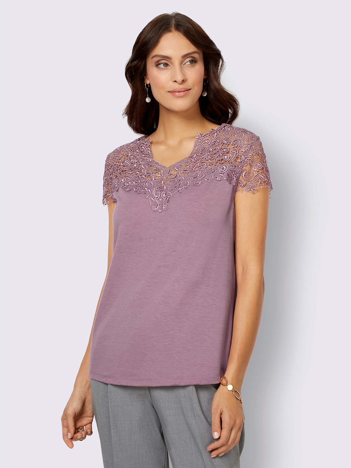 T-shirt en dentelle empiècement en dentelle