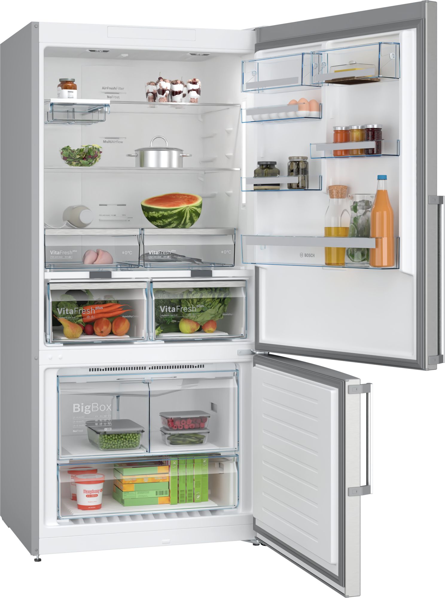 PRODUTO RECONDICIONADO # Refrigerador Combinado Independente Série 6 186 x 86 cm Aço Inoxidável Resistente a Impressões Digitais KGN86AIDR-B