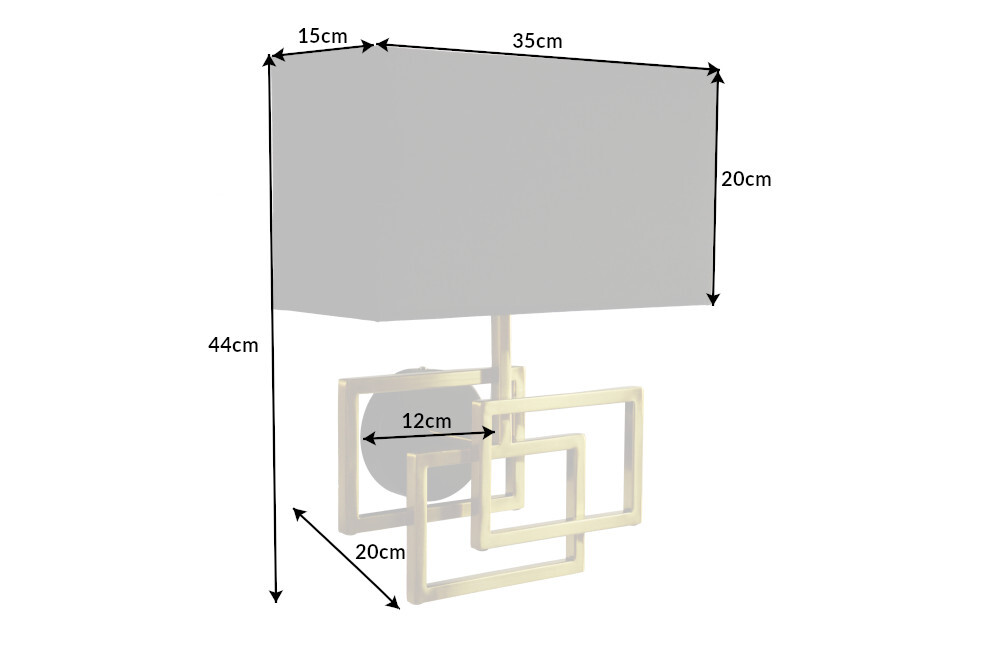 Moderne Wandleuchte ATLANTIS 44cm gold Stoffschirm schwarz Lampe