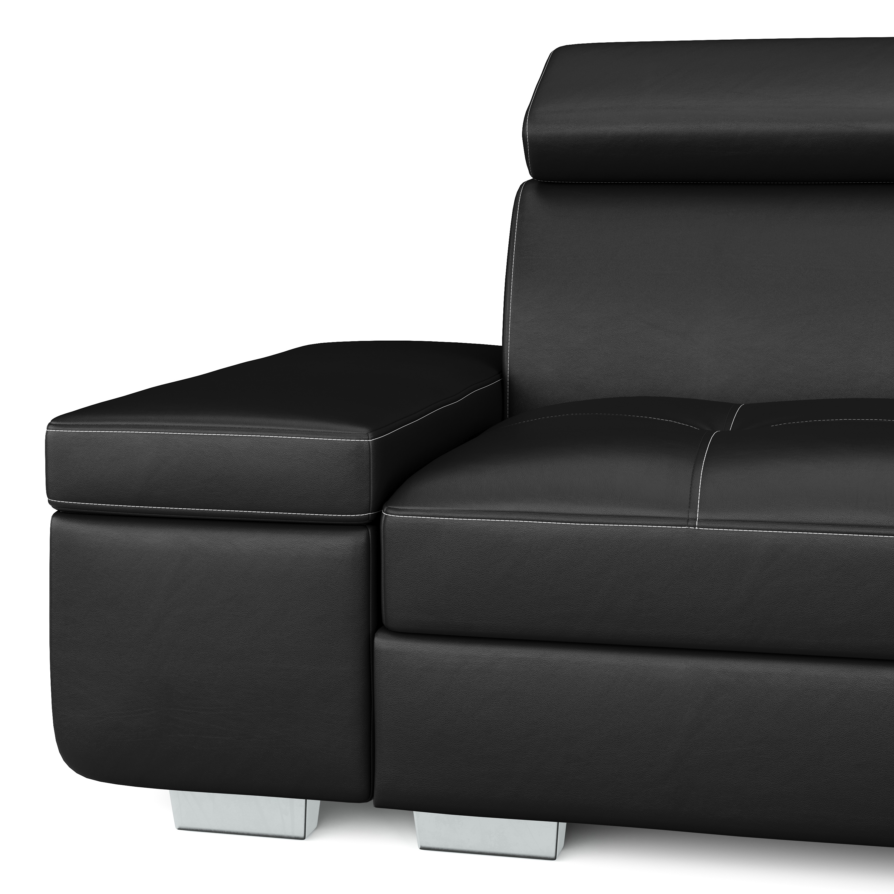 Ecksofa Leder DEBORA rechts schwarz