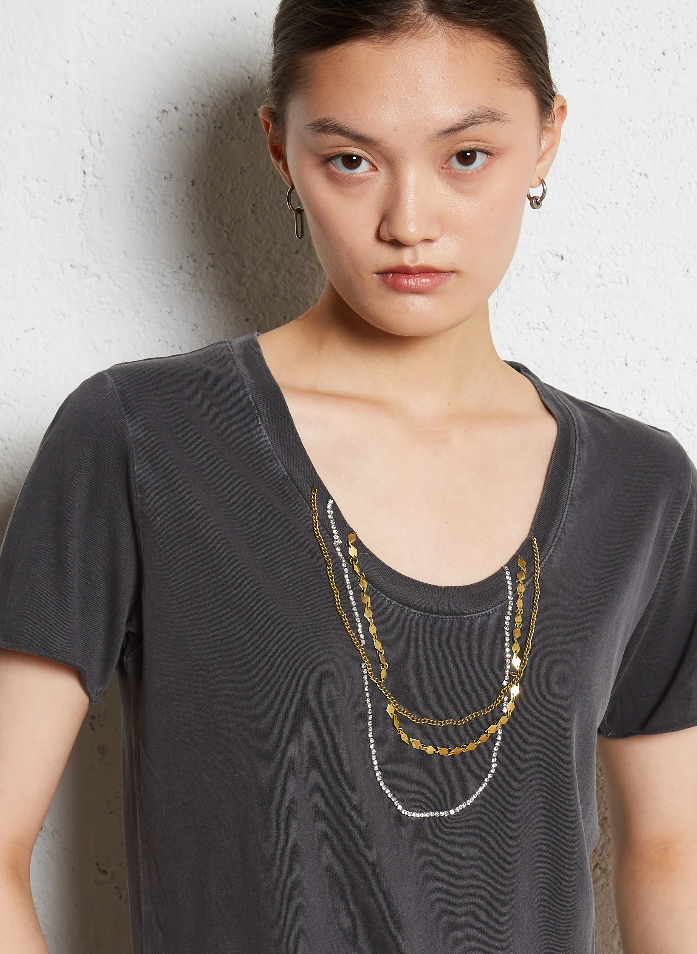 TIZIA - Tee-shirt col rond en coton bio | Noir