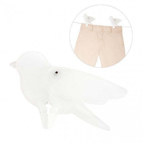 Prendedor de roupa em formato de pássaro Birdieb, branco