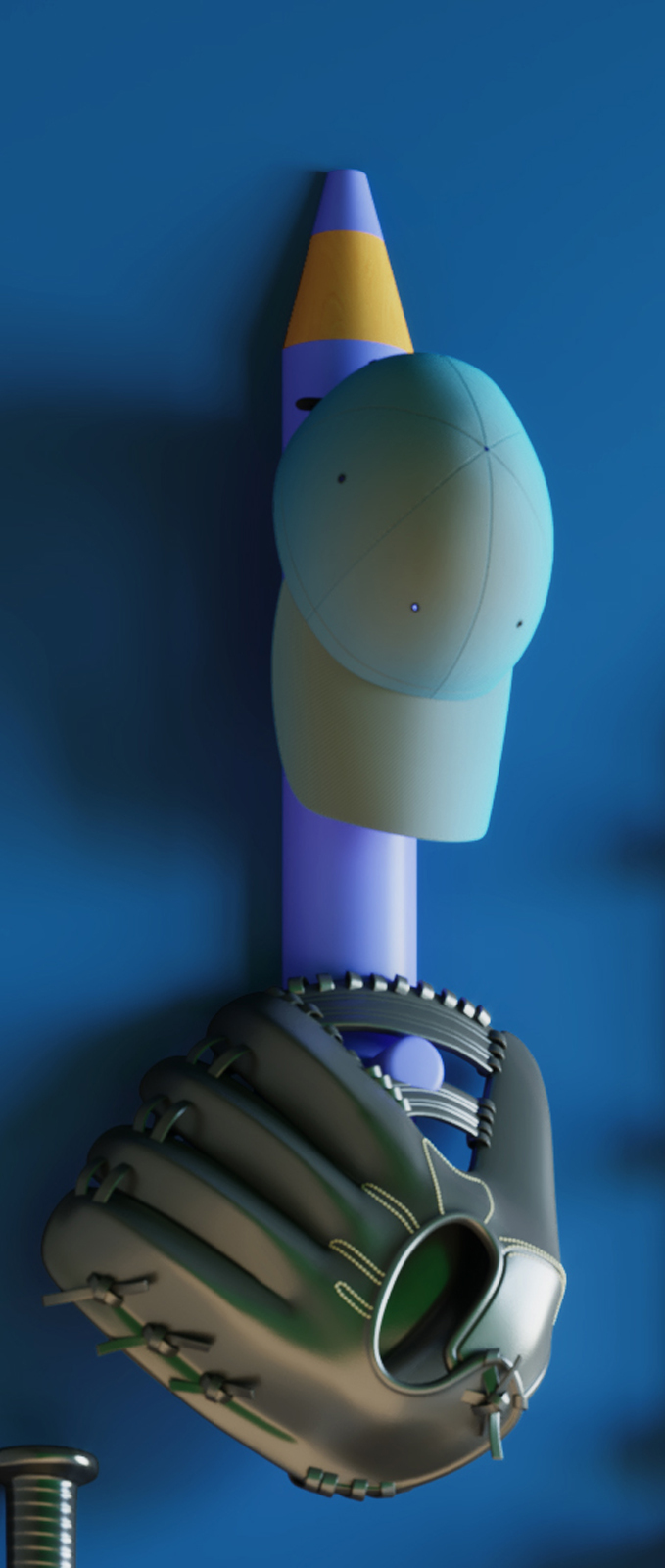 Garderobe STIFTO - blau - 3 Haken