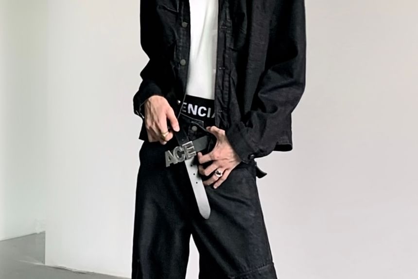 Maviyn - Low Rise Washed Wide Leg Cargo Jeans