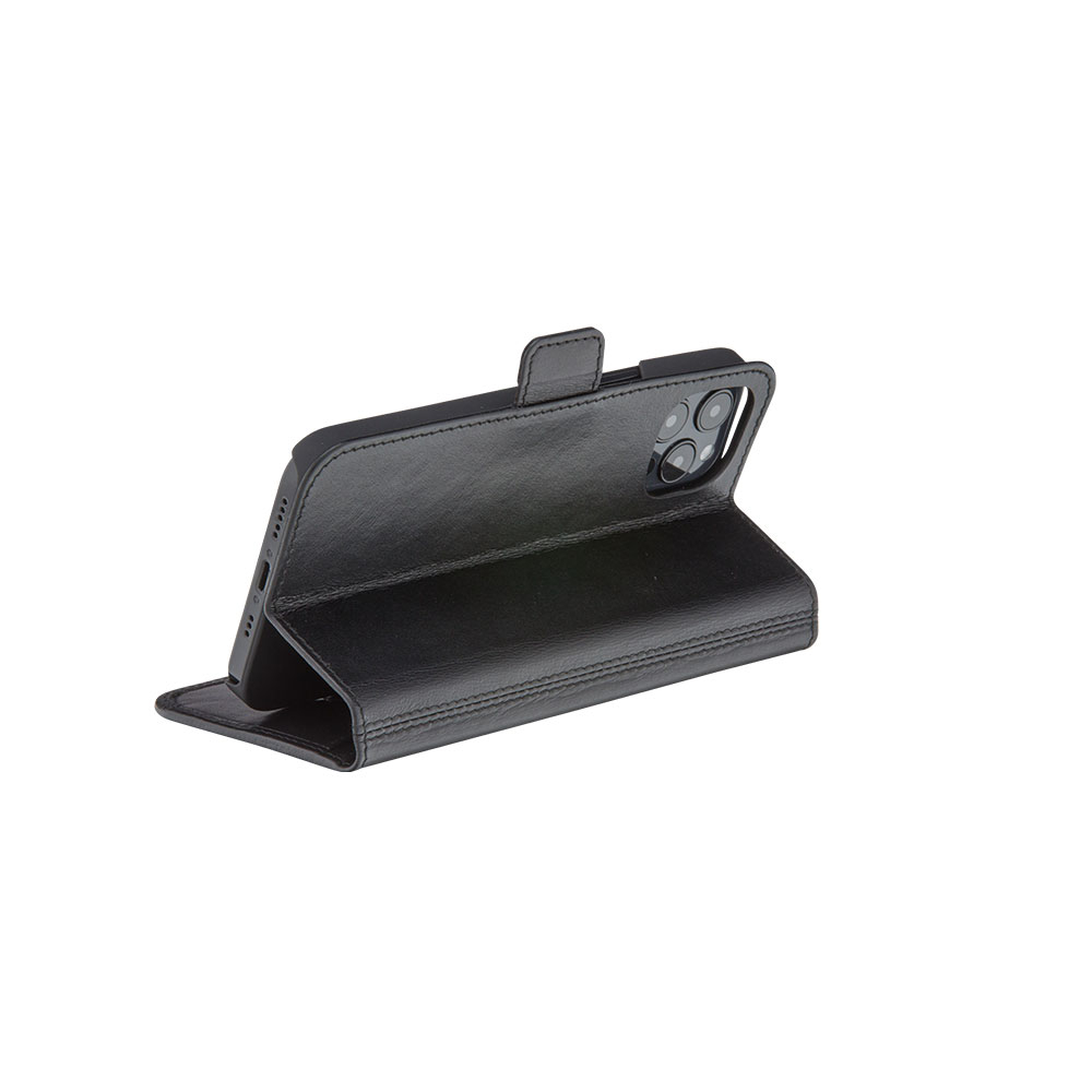 iPhone 13 Echtleder Tasche mit RFID Schutz Copenhagen Slim (CS61GTBL1325) - Schwarz