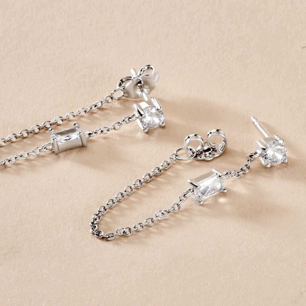 Bijoux D'oreilles Kerrie Argent Blanc Oxyde De Zirconium