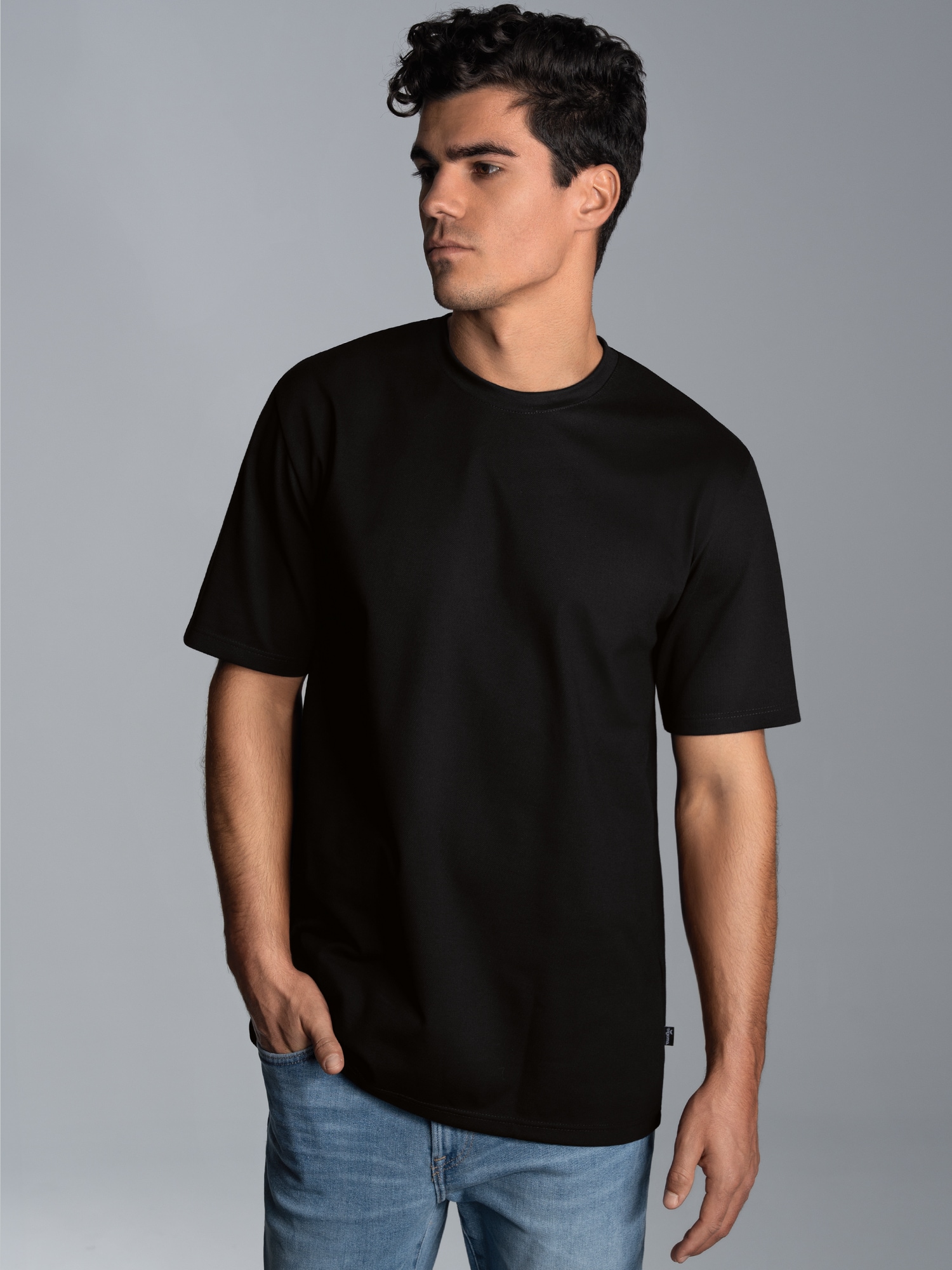T-Shirt in Piqué-Qualität Schwarz