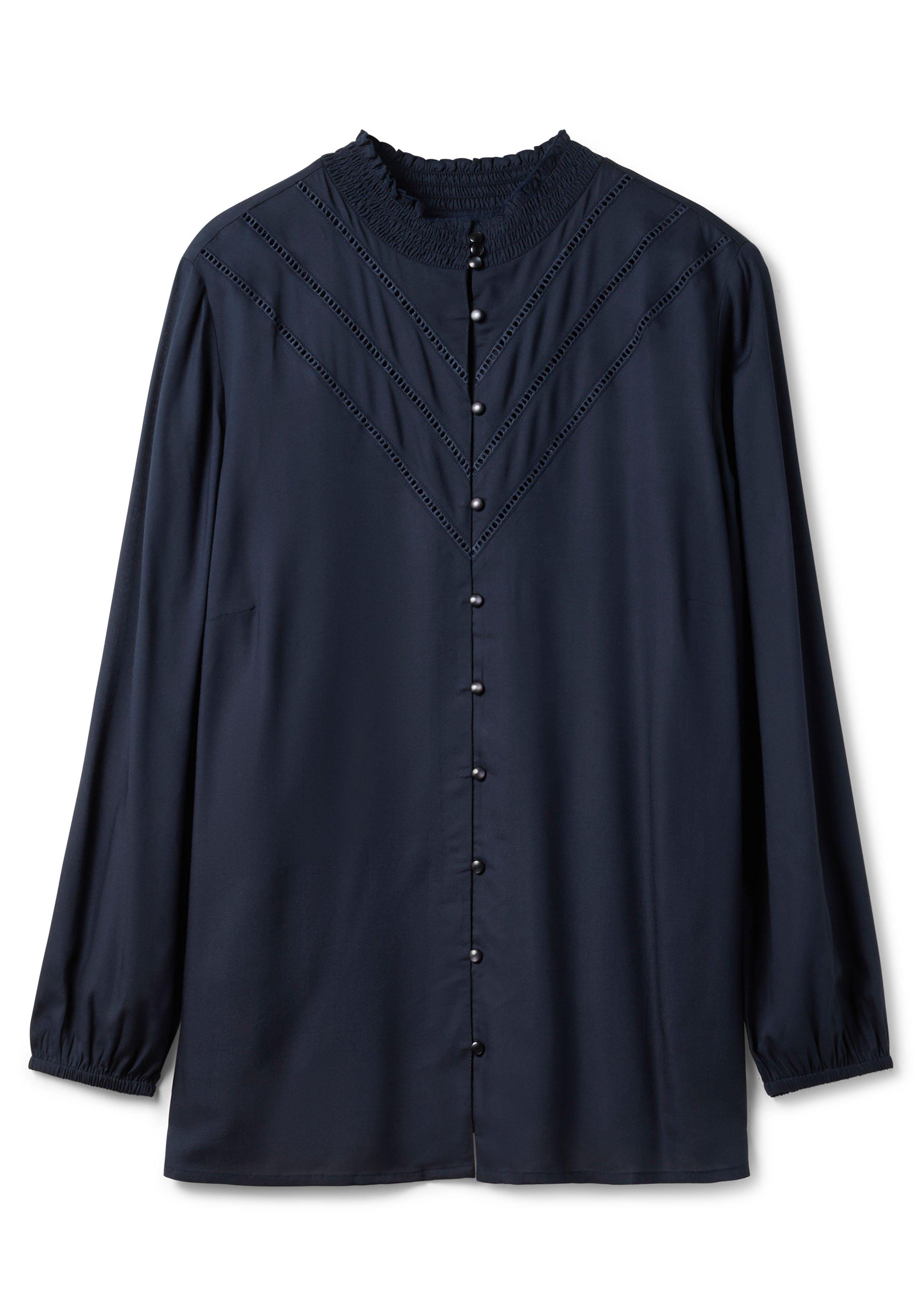 Bluse mit Smok- Ausschnitt und Lochmusterdetails