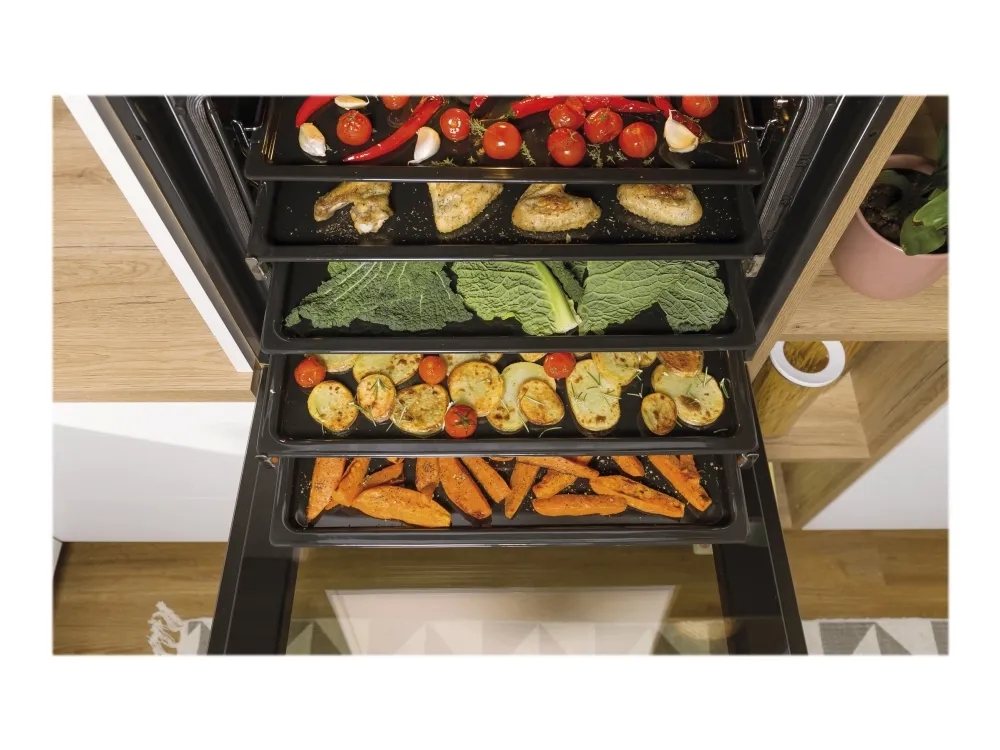 Gorenje Essential BPS6737E14BG - Ovn - med dampfunktion - til indbygning - niche - bredde: 56 cm - dybde: 55 cm - højde: 59 cm - med selv-rengøring - Klasse A  - sort