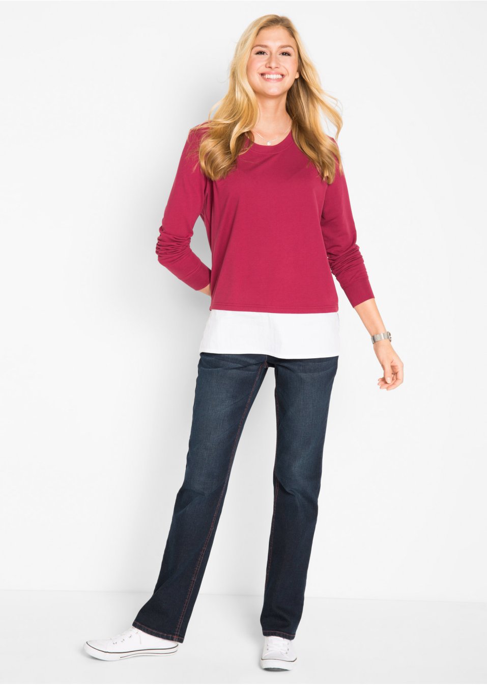 Jean extensible à taille confortable, Straight