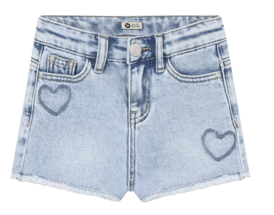 Daily7 Daily7 denim shorts heart blue denim