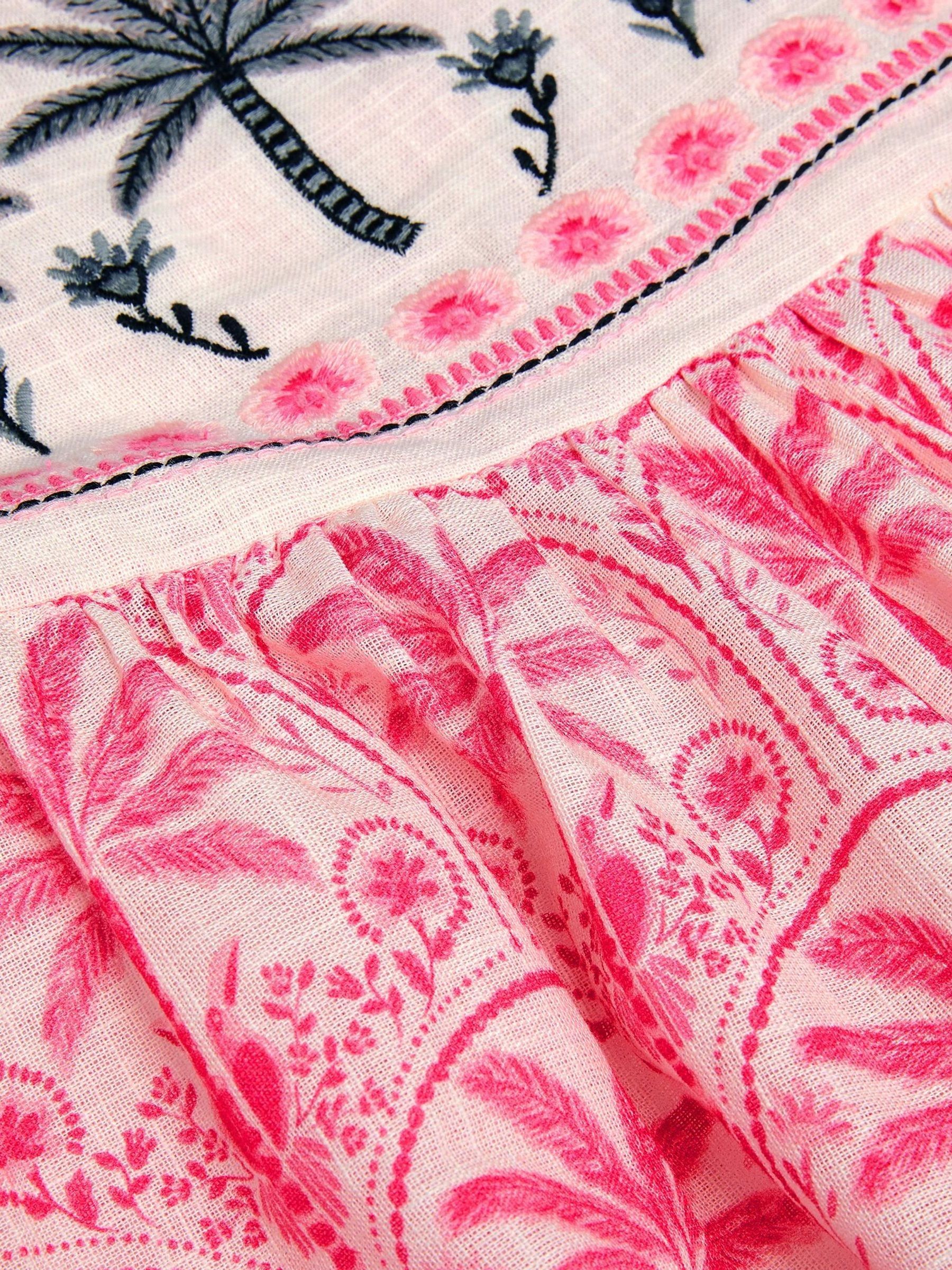 Monsoon Palm Print Embroidered Playsuit