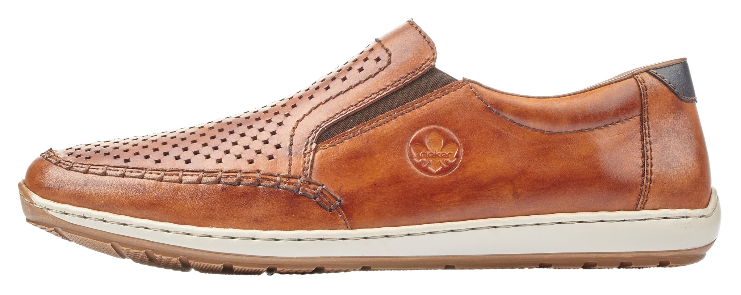 Rieker Slipper  Slip on Sneaker, Schlupfschuh, Loafer mit perforiertem Blatt