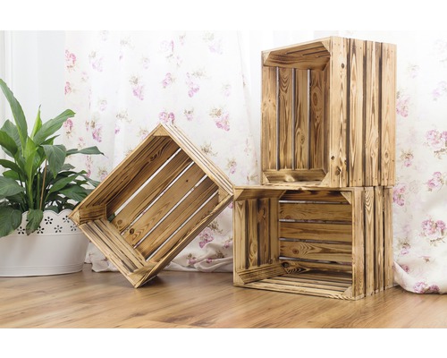 Vintage gevlamde fruitdoos 50x40x30 cm