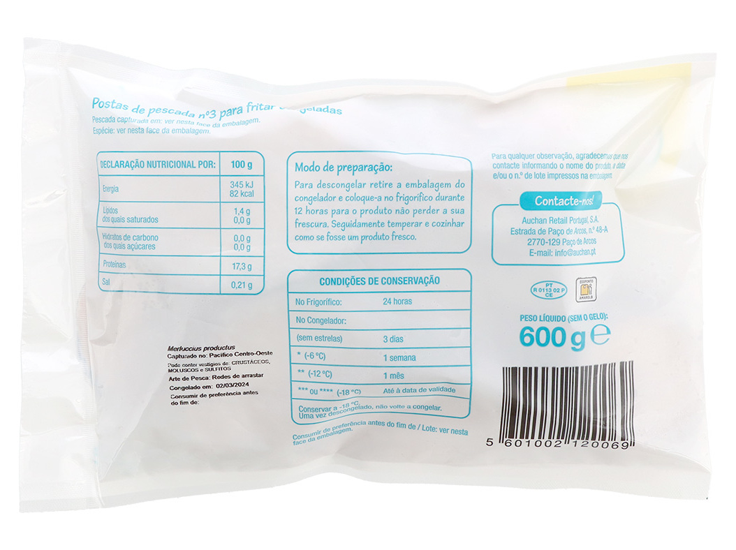 POSTA PESCADA Nº3 POLEGAR FRITAR 600G
