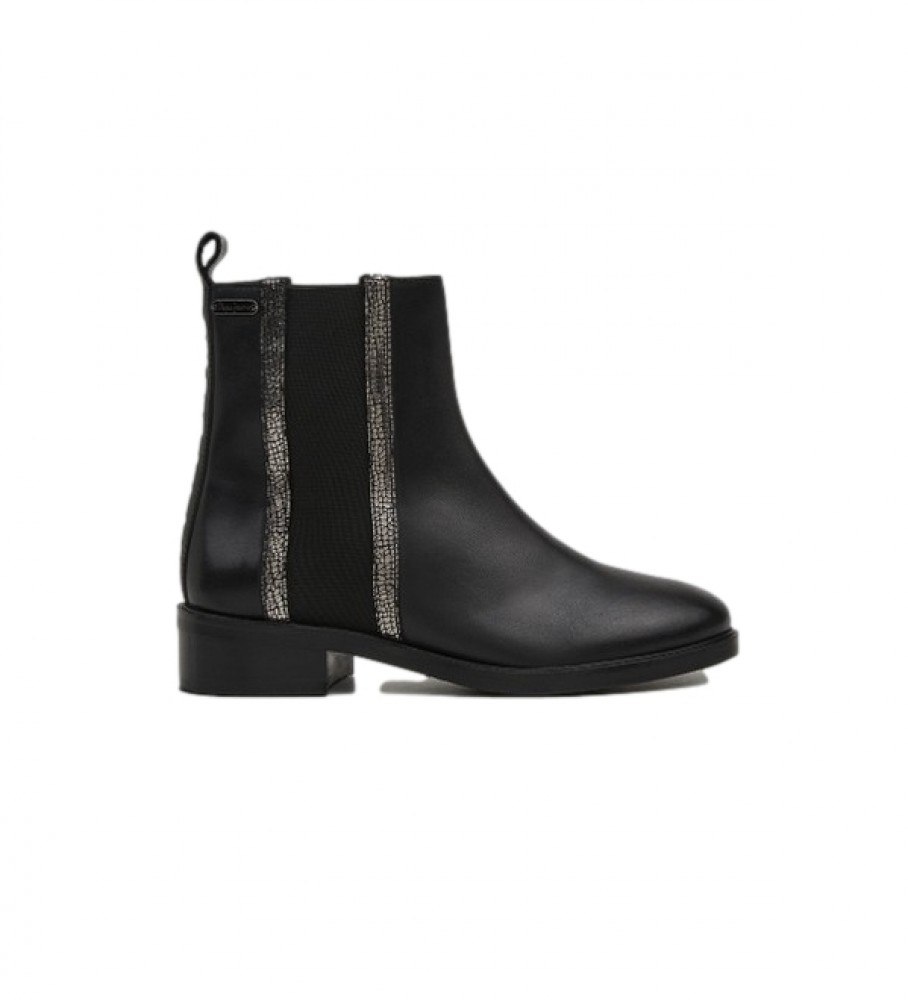 Botas de cano curto Pepe Jeans Bowie em couro preto.