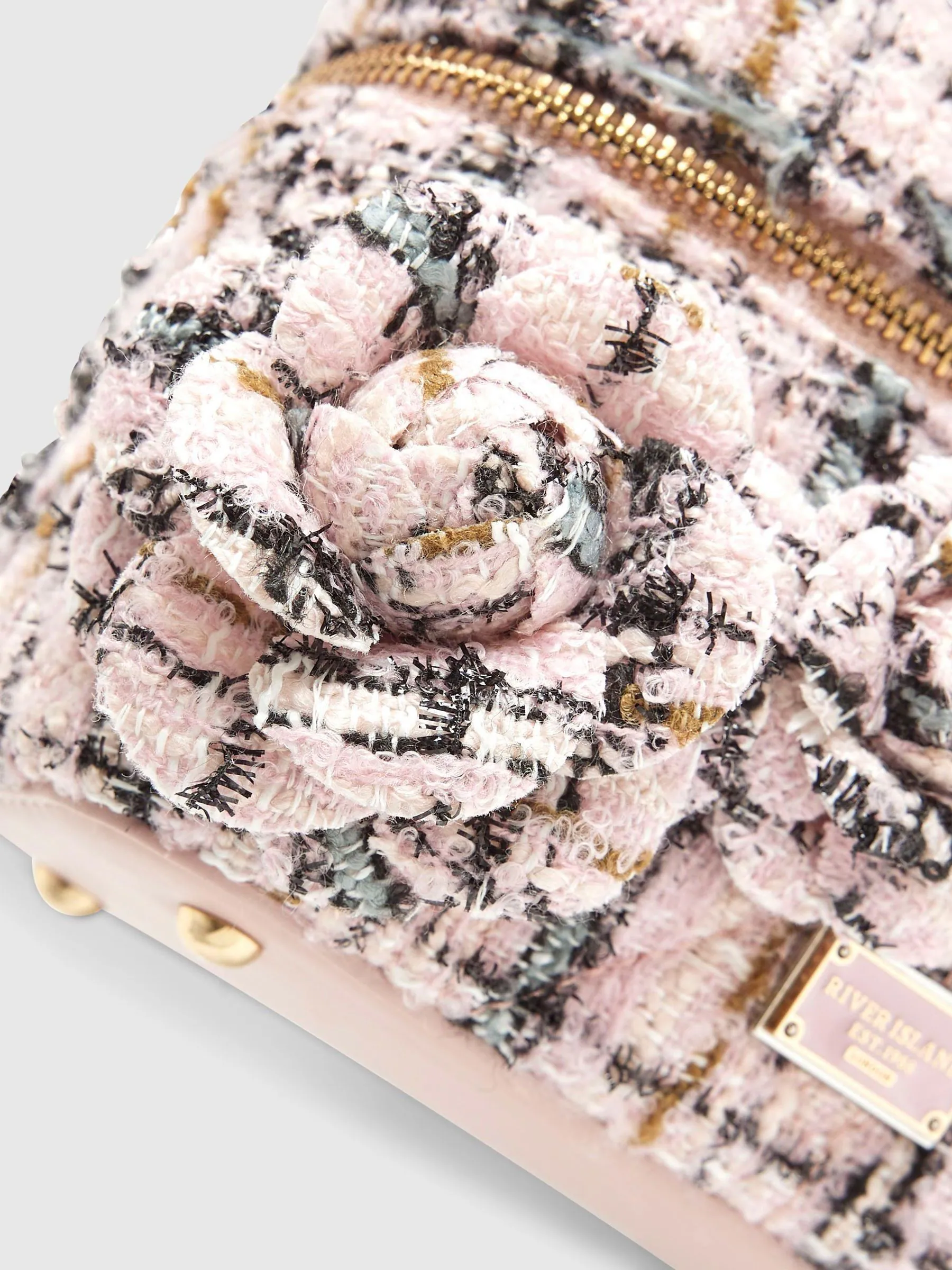 River Island Boucle Pearl Handle Medium size Vanity Bag