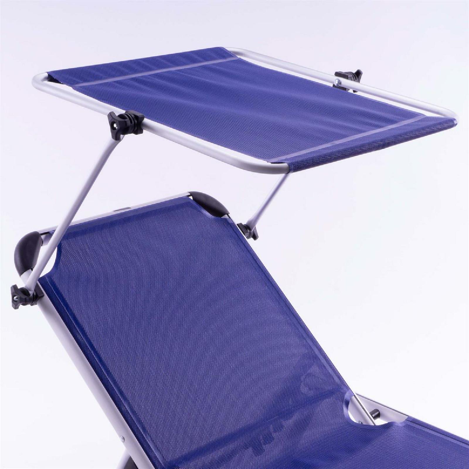 VCM Sonnenliege Sonnendach Blau 187x58x30 cm Alu Campingliege klappbar