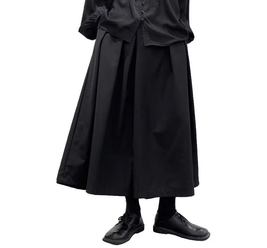 Acrius - Hoge taille effen cropped wijde broek
