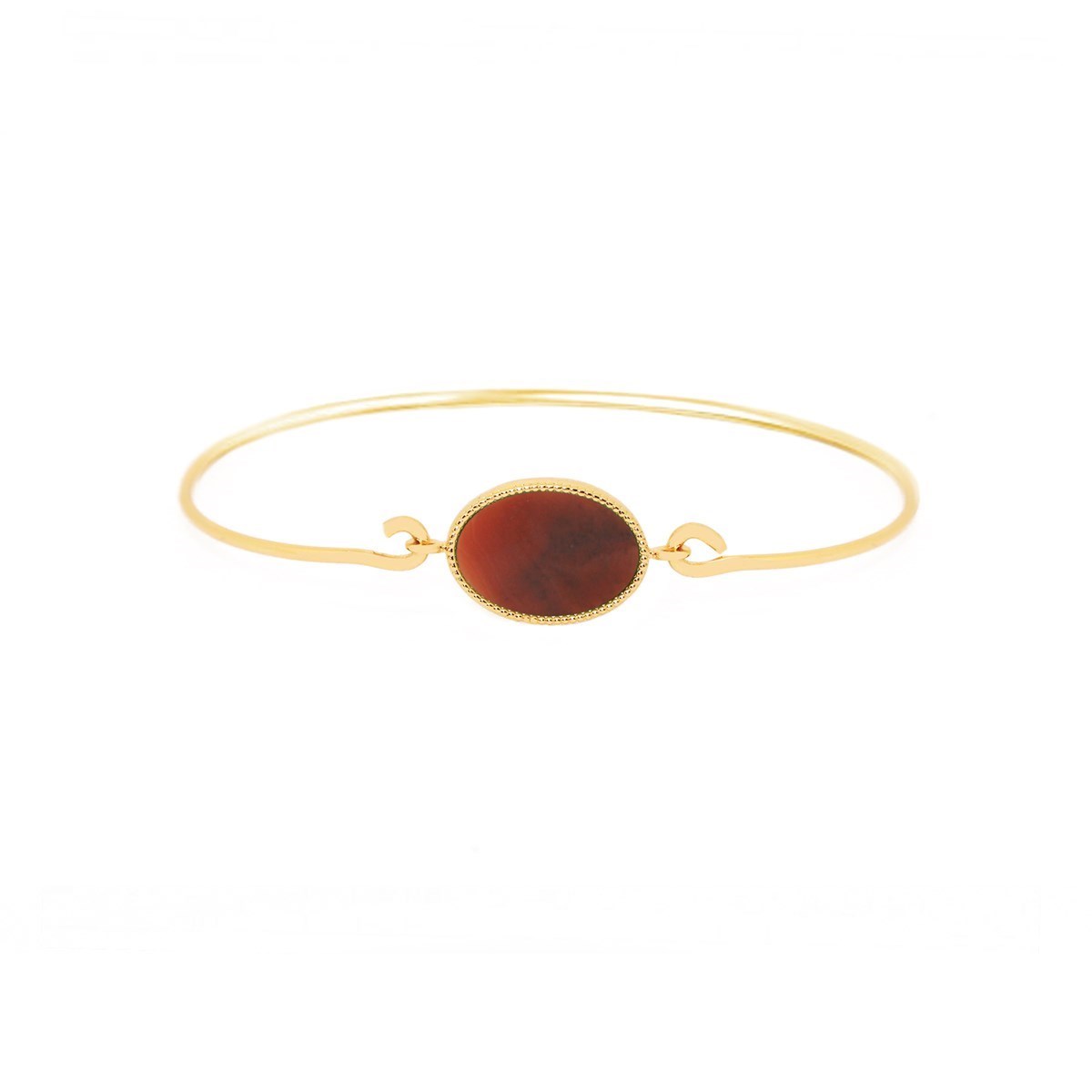 Jonc pierre agate rouge doré à l'or fin 24k FRIDA