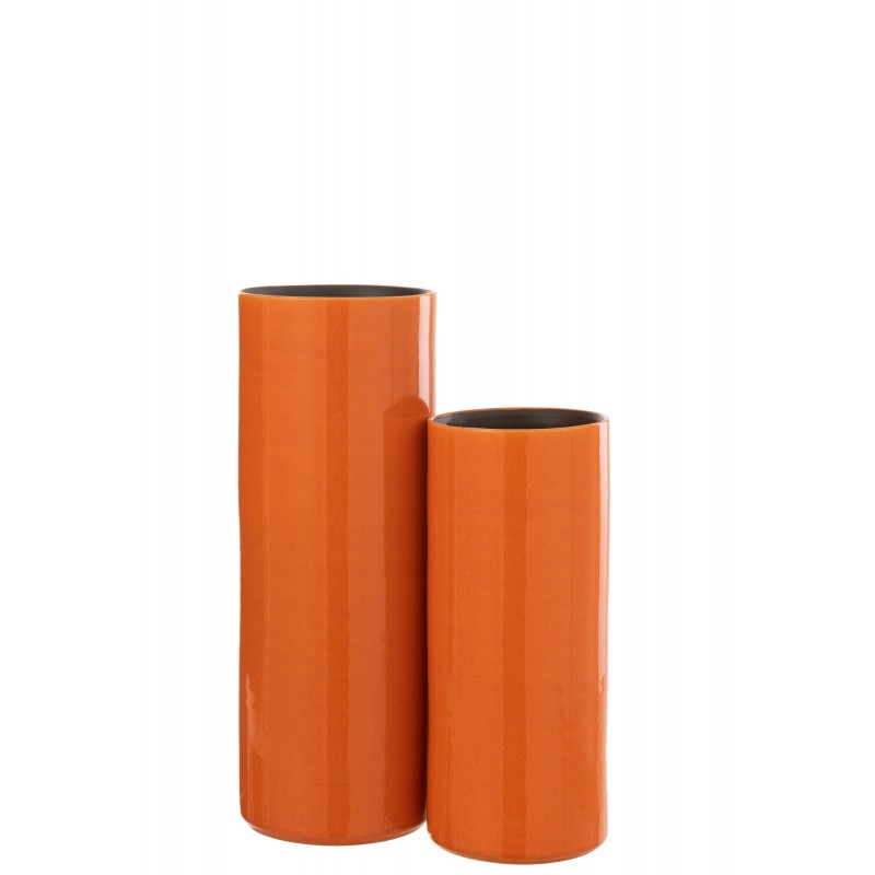 Vase haut en céramique orange 15x15x37 cm