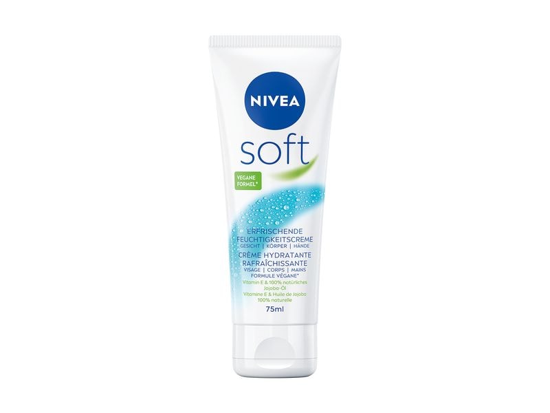 NIVEA Körperpflege Soft Tube 75 ml Körpercreme spendet erfrischende Feuchtigkeit und einen natürlichen Glow