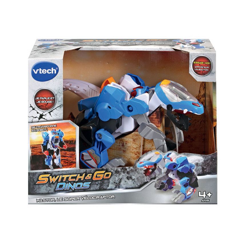 Voiture Switch & Go Dinos - Robot Mastor Super Vélociraptor - Ecru
