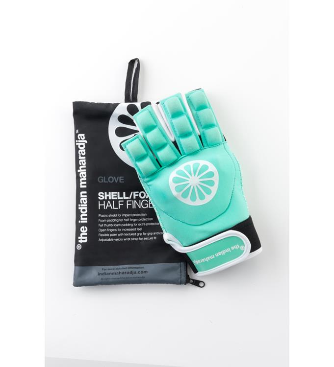 The Indian Maharadja Glove shell/foam half finger (left)-mint Hockeyhandschoen