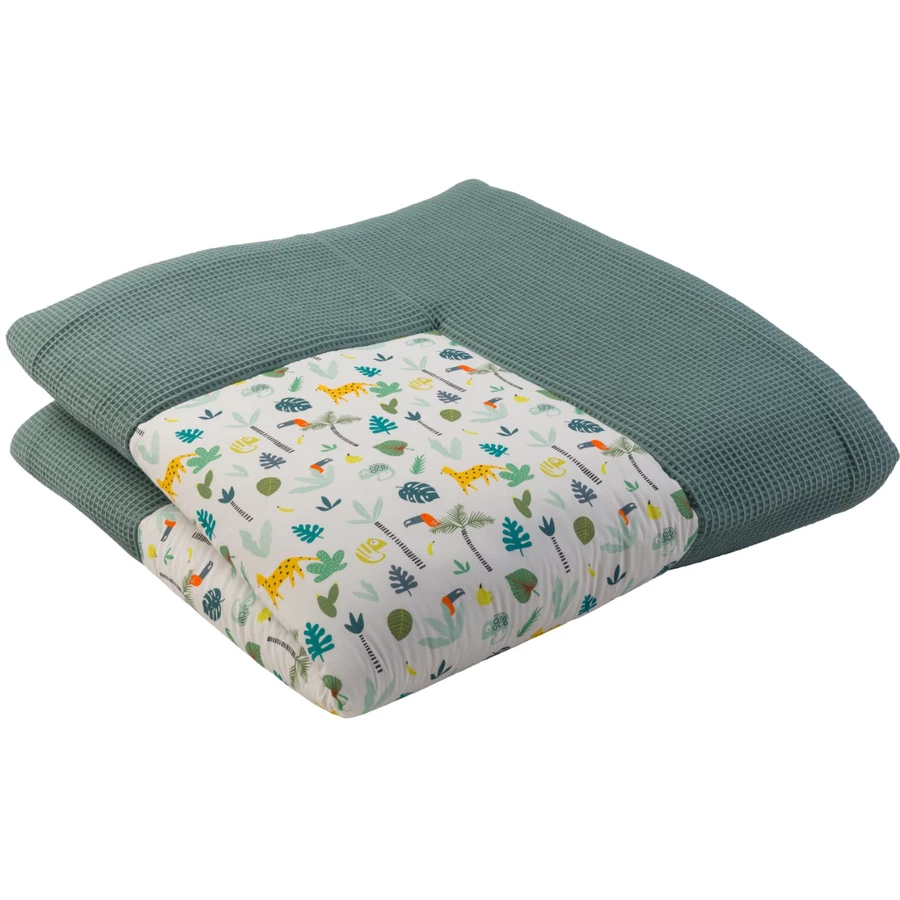 Ullenboom Krabbeldecke Waffelpique Motiv Salbeigrün Regenwald 140x140 cm