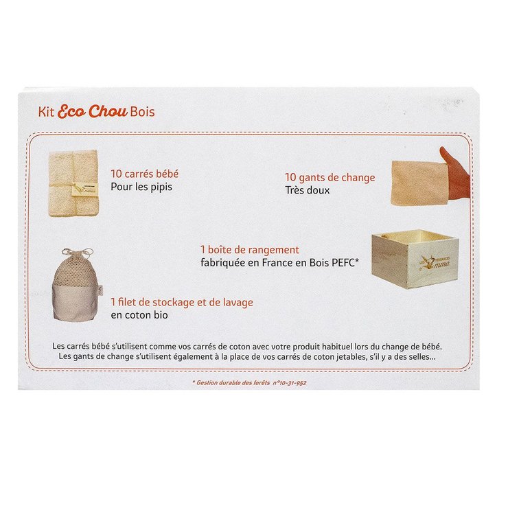 Kit Eco Chou 10 carrés bébé & 10 gants de change