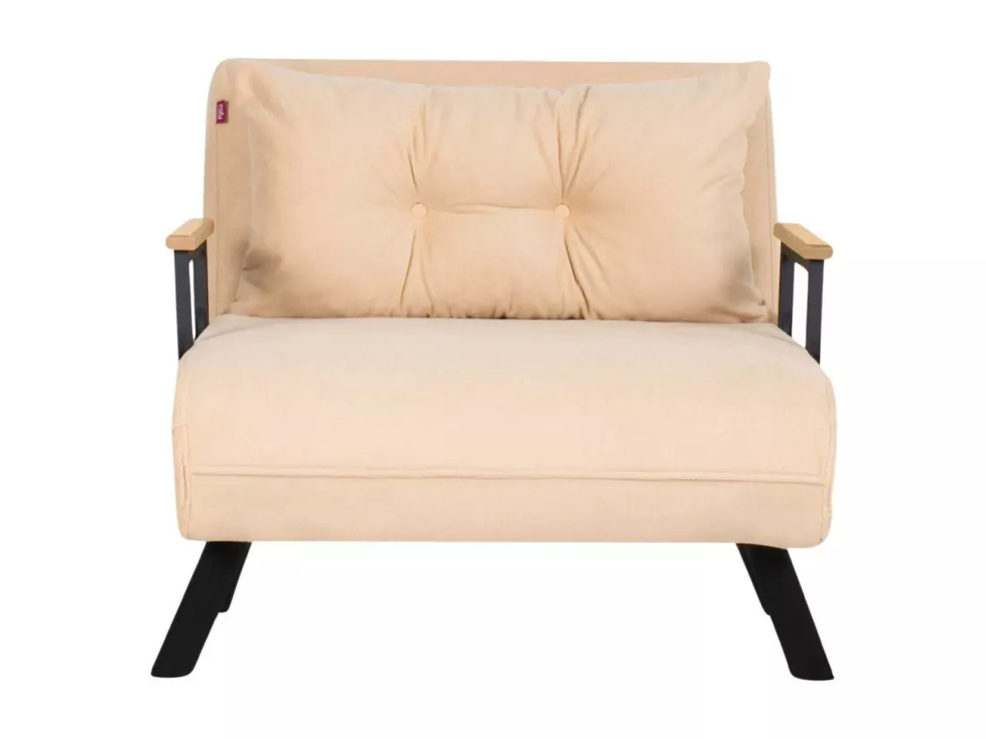 Fauteuil convertible Yolanda Métal Noir et Tissu Beige