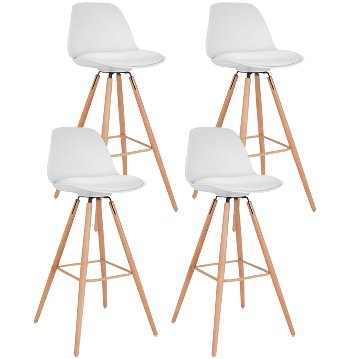 Lot de 4 tabourets de bar SARA blanc