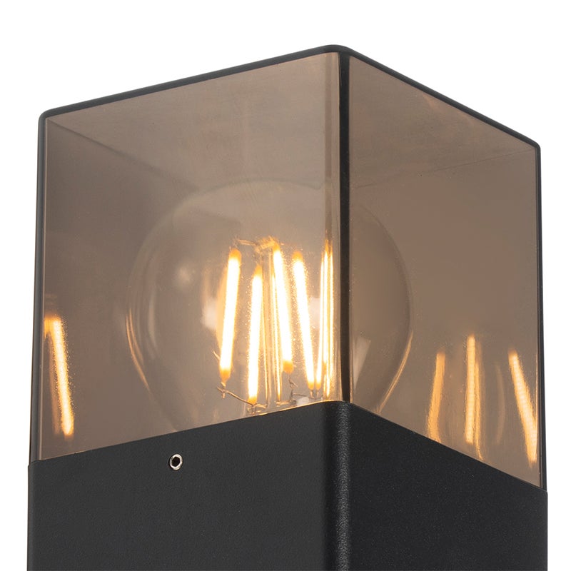 Moderne zwarte buitenwandlamp IP44 met rookglaseffect - Denemarken