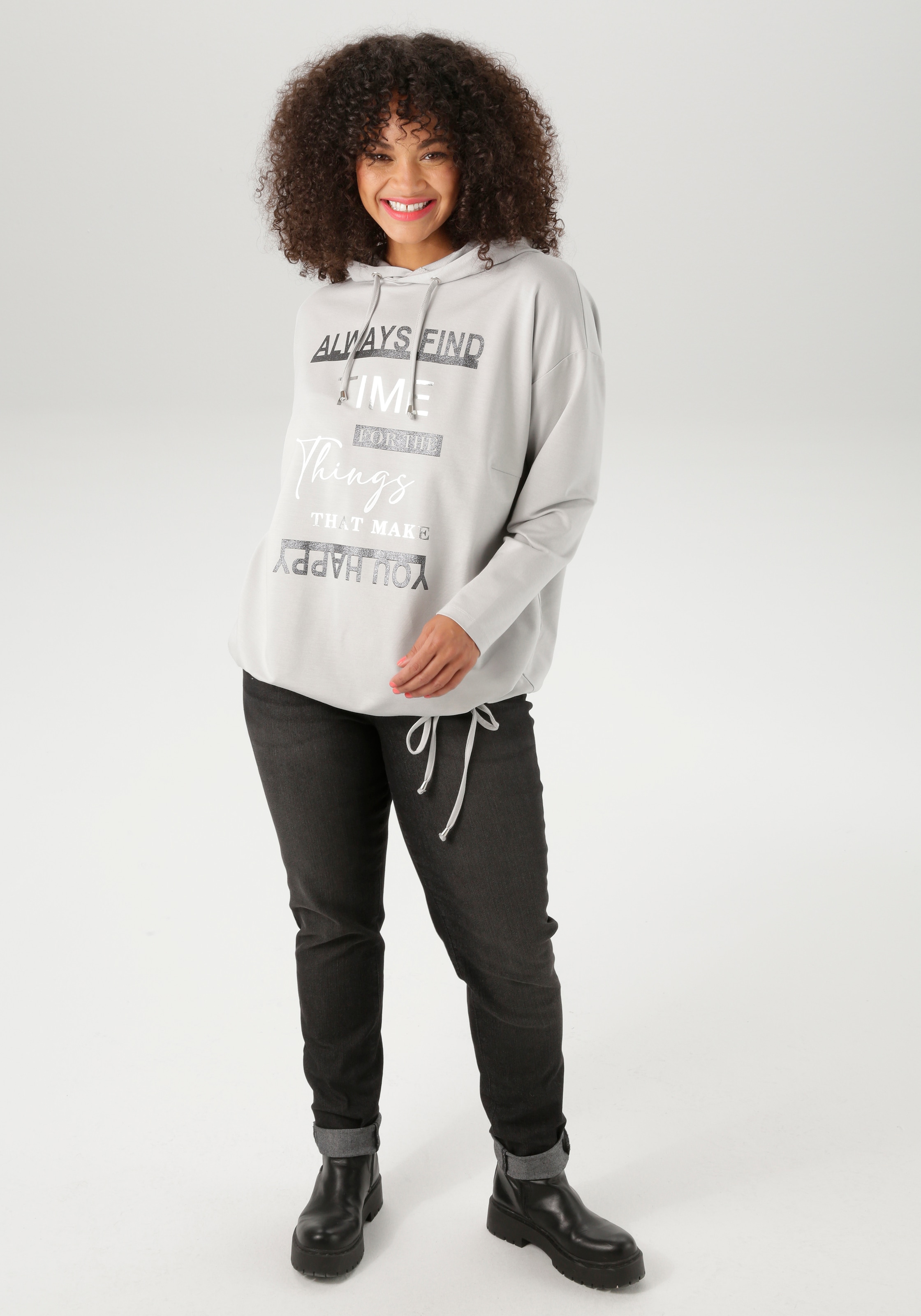 Aniston PLUS Kapuzensweatshirt , super bequeme Sweat-Qualität - NEUE KOLLEKTION
