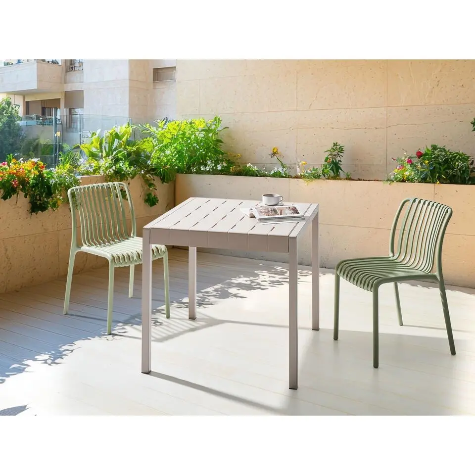 BARTICA - Tuintafel - Beige - 81 x 84 cm - Synthetisch materiaal