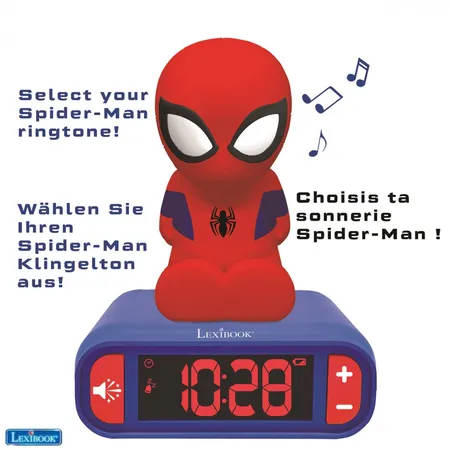Lexibook MARVEL SPIDER-MAN Wecker mit 3D Nachtlicht-Figur