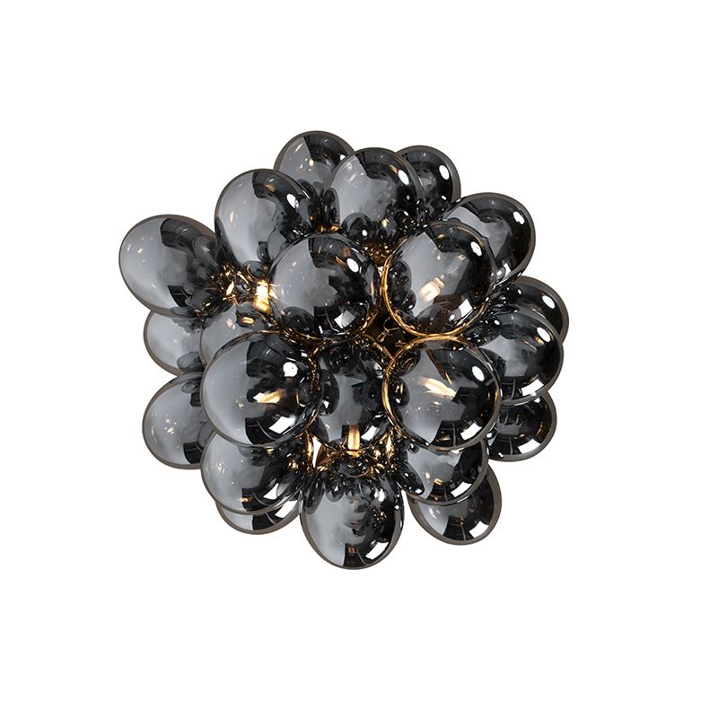 Design plafondlamp zwart met smoke glas 6-lichts - Uvas