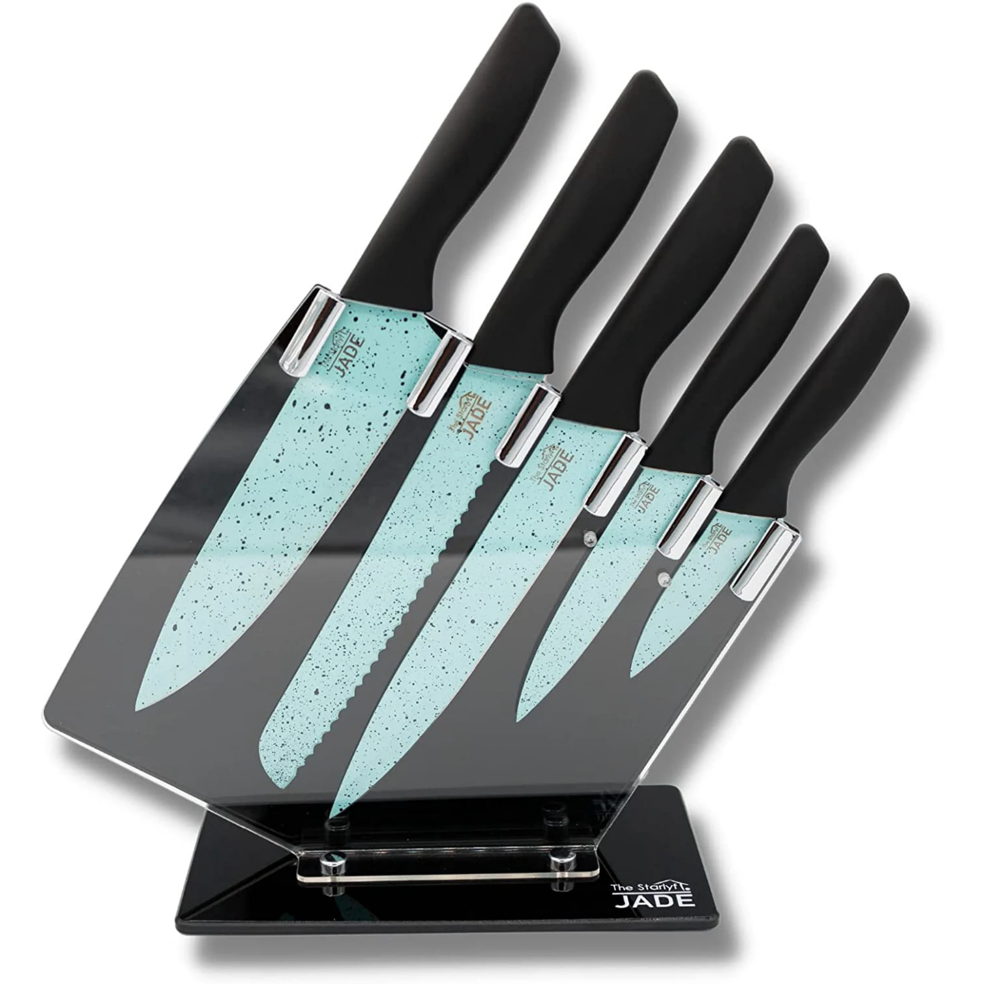 Starlyf® Küchenstarterset - Pfannenset - Messerset Jade Set of 5 + Jade Knife